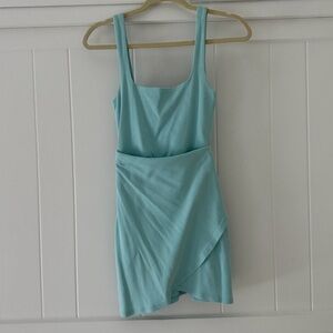 Light Blue Sleeveless Wrap Skirt Dress